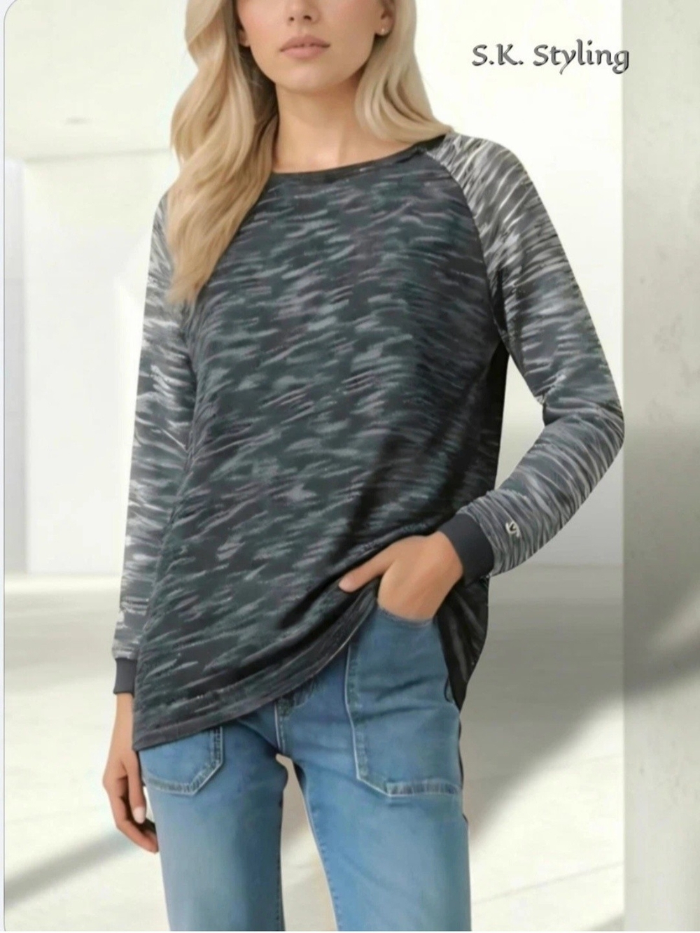 Champion Women XL Space Dye French Terry Sweatshirt Pullover Marled Knit Sweater